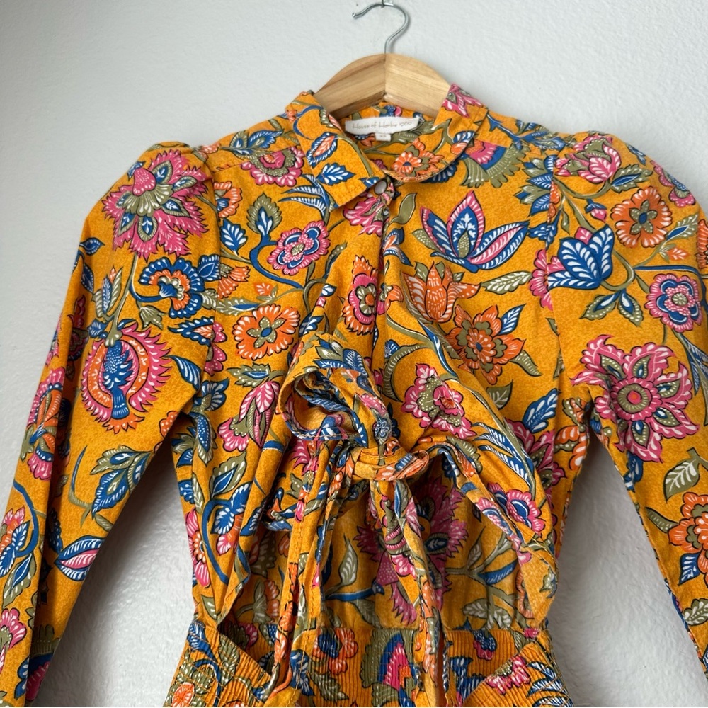 House of Harlow 1960 Cheyna Orange Floral Dress Front Tie open front midi XS - Picture 8 of 16